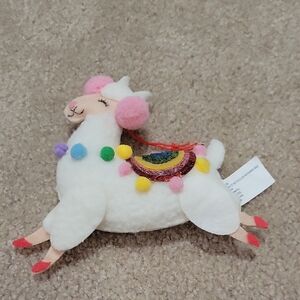 FREE W ANY PURCHASE! Plush Llama with Rainbow Saddle Christmas Ornament